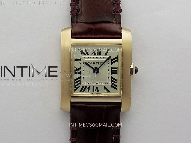 Tank Francaise Ladies 21.2mm RG 8848F 1:1 Best Edition Silver Dial on Red Leather Strap Ronda Quartz V2